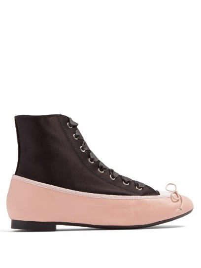 MARCO DE VINCENZO Ballet high-top satin and leather trainers ~ luxe sneakers