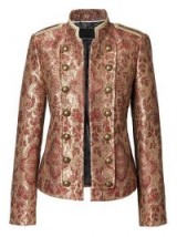 Banana Republic x Olivia Palermo Brocade Military Jacket ~ red and gold metallic jackets