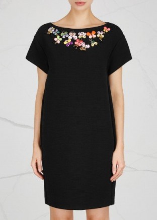 BOUTIQUE MOSCHINO Black embellished textured dress ~ chic lbd