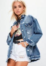 missguided blue raw hem denim jacket ~ distressed jackets