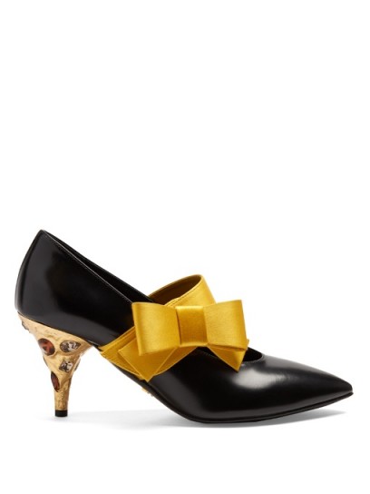 PRADA Bow-embellished leather pumps ~ beautiful shoes ~ luxe courts