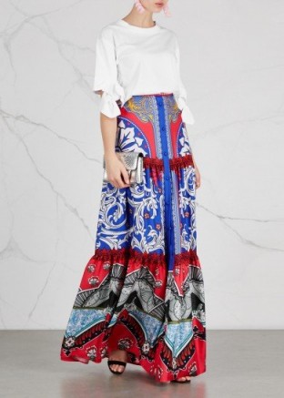 MARY KATRANTZOU Bridge printed silk maxi skirt ~ long mixed print skirts