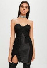 carli bybel x missguided black lace side dress ~ strapless party dresses