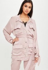 carli bybel x missguided purple satin field jacket – silky jackets