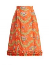 THE VAMPIRE’S WIFE Cate Liberty floral-print cotton midi skirt | orange ruffle trimmed skirts