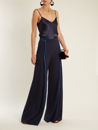 GALVAN Chan Chan high-rise wide-leg trousers ~ blue evening pants