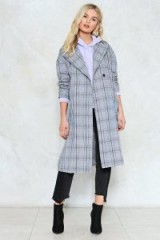 Nasty Gal Check Marks the Spot Longline Coat – checked coats