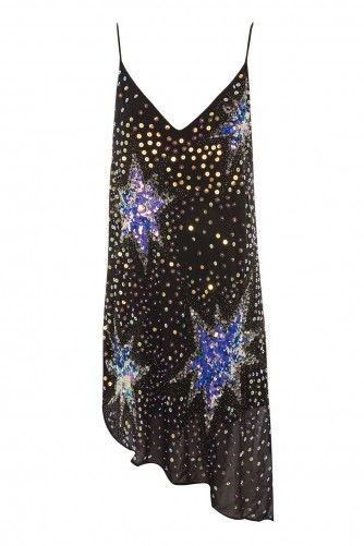 TOPSHOP Cosmic Star Embellished Slip Dress – sparkly cami dresses – strappy party fashion