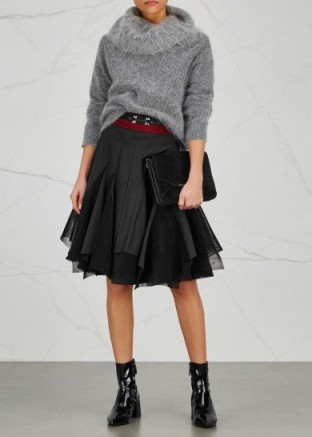 HIGH Cosmos mesh-panelled skirt ~ black full layered skirts