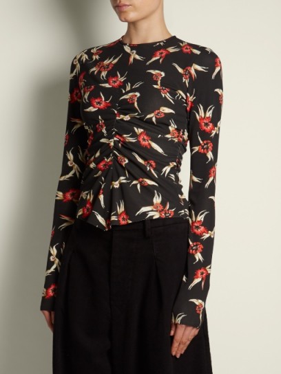 ISABEL MARANT Domino ruched jersey top ~ floral tops