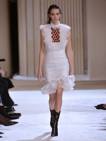 GIAMBATTISTA VALLI Embellished strawberry-appliqué ruched silk dress ~ romantic ruffled dresses