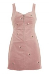 TOPSHOP Corduory Pini Dress / blush pink floral cord pinafore dresses