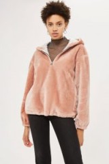 Topshop Faux Fur Hoodie / fluffy pink hoodies