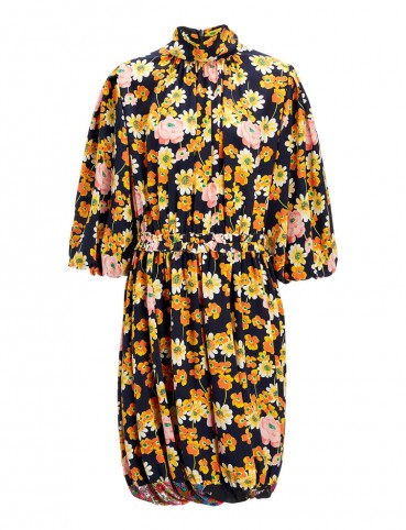 JOSEPH Field Floral Crepe de Chine Owen Dress / drawstring hem dresses