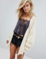 Free People Nightingale Oversized Cardigan | chunky ivory dipped hem cardigans | neutral knitwear