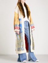 FREE PEOPLE Sari not sorry brocade kimono / faux fur collar kimonos