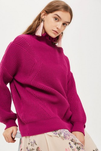 TOPSHOP Frill Neck Jumper – pink jumpers