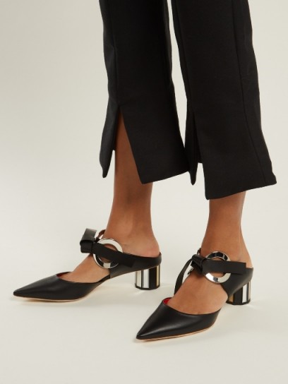 PROENZA SCHOULER Front-tie block-heel leather mules ~ chic pointy toe shoes