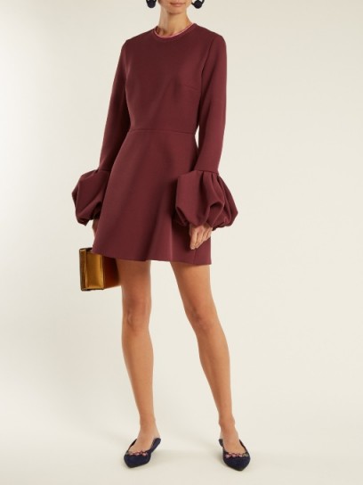 ROKSANDA Gaia bell-cuff crepe dress ~ burgundy ruffle cuffed dresses