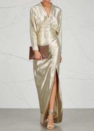 GENNY Gold lamé gown ~ metallic dolman sleeved gowns ~ evening luxe