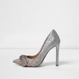 River Island Gold ombre glitter knot front court shoes ~ glittering courts