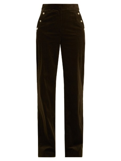 VANESSA BRUNO Hadrian wide-leg stretch-cotton corduroy trousers ~ dark green cord pants