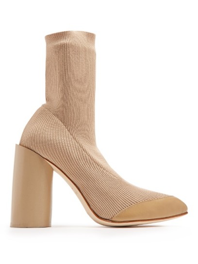 TOGA Heel Knit leather-trimmed ankle boots ~ contemporary chunky round heel