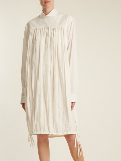 LEMAIRE High-neck pleated cotton-foulard dress ~ simple pleasures