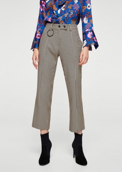 Mango Houndstooth trousers SCHOOL / check print cropped leg pants