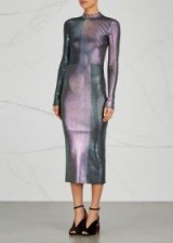 CHRISTOPHER KANE Iridescent ribbed dress ~ elegant foil style midi dresses