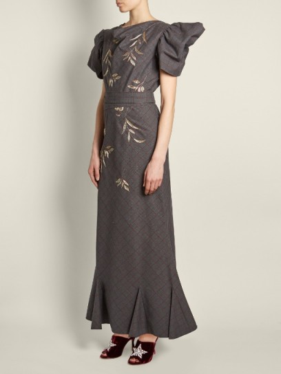 ATTICO Isabel embroidered dress ~ long grey print structured sleeve dresses