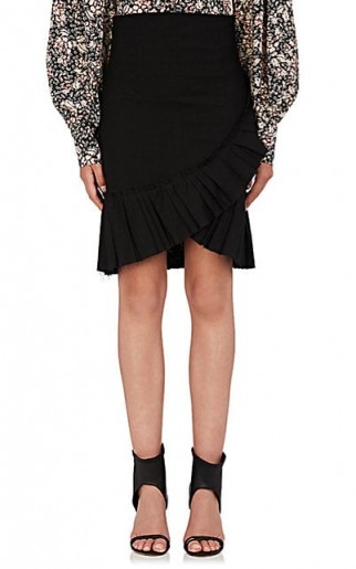 ISABEL MARANT Rebel Linen-Blend Skirt | black ruffle trim wrap style skirts