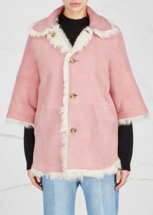 RED VALENTINO Ivory reversible shearling coat ~ luxe pink coats ~ fluffy winter jackets