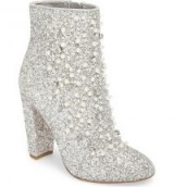 JESSICA SIMPSON Starlite Embellished Bootie / silver glitter booties / shimmer ankle boots