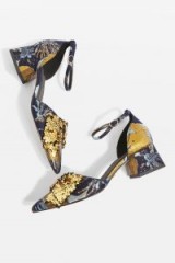 TOPSHOP JULES Sequin Bow Block Heel Shoes – embellished party shoes