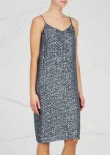 VELVET BY GRAHAM & SPENCER Kanika sequin-embellished dress ~ steel-blue slip dresses