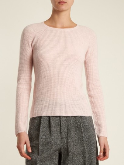 ELIZABETH AND JAMES Karina waffle-knit cashmere sweater ~ pale pink sweaters