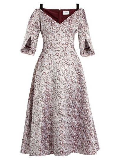 ERDEM Karol V-neck satin-jacquard dress ~ vintage style dresses