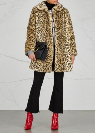 ALICE + OLIVIA Kinsley leopard-print faux fur coat ~ glamorous animal print winter coats