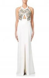 ROLAND MOURET LANGTON GOWN / white embellished evening gowns / long cut out occasion dresses