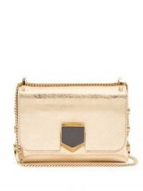 JIMMY CHOO Lockett Mini gold etched-leather cross-body bag ~ small metallic evening bags