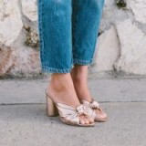 LOEFFLER RANDALL COCO HIGH HEEL KNOT SLIDE / shimmering rose gold mules