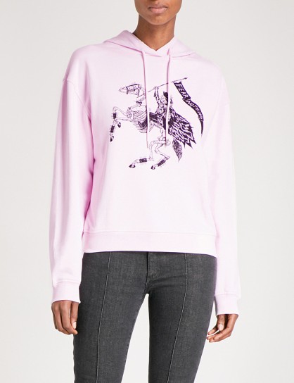 MCQ ALEXANDER MCQUEEN Rattle Doom cotton-jersey hoody – pink printed hoodies