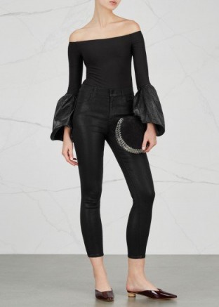 ALIX Milton off-the-shoulder bodysuit ~ flared cuff bodysuits ~ off shoulder tops