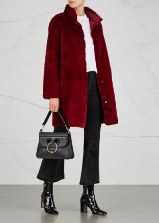 VELVET BY GRAHAM & SPENCER Mina burgundy reversible faux fur coat ~ dark red winter coats