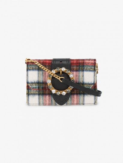 Miu Miu Tartan Cross-Body Bag / plaid embellished bags / check print crossbody