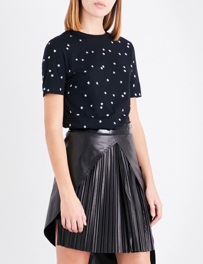 MUGLER Star stud-embellished cotton-jersey T-shirt ~ black studded t-shirts