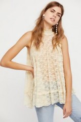 Free People Myrna Tunic | sheer cream lace high neck tunics | romantic sleeveless tops