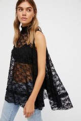 Free People Myrna Tunic | black sheer lace tops | sleeveless high neck tunics