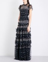 NEEDLE AND THREAD Andromeda embellished tulle gown ~ black floral beaded gowns